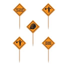 12 Pieces Construction Sign Picks - Hanging Decorations & Cut Out