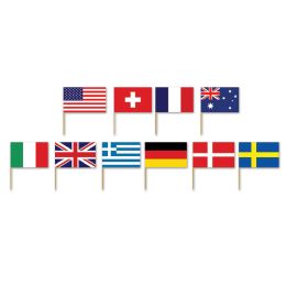 12 Pieces International Flag Picks - Hanging Decorations & Cut Out