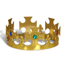 12 Pieces Plastic Jeweled King's Crown - Party Hats & Tiara