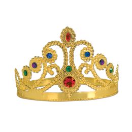 12 Pieces Plastic Jeweled Queen's Tiara - Party Hats & Tiara