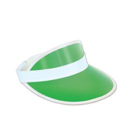 12 Pieces Clear Green Plastic Dealer's Visor - Party Hats & Tiara