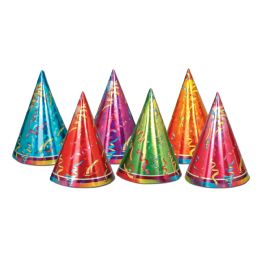 12 Pieces Prismatic Cone Hats - Party Hats & Tiara