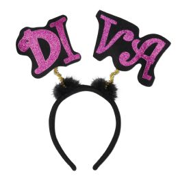12 Wholesale Glittered Diva Boppers Attached To SnaP-On Headband