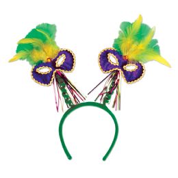 12 Wholesale Mardi Gras Mask Boppers Attached To SnaP-On Headband