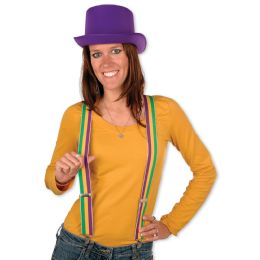 12 Pieces Mardi Gras Suspenders - Party Novelties