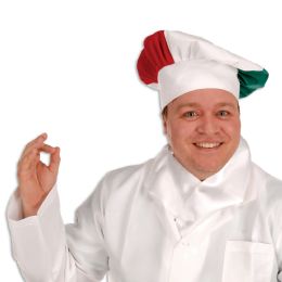 12 Pieces Oversized Fabric Chef's Hat Red, White, Green; One Size Fits Most; Velcro Closure - Party Hats & Tiara