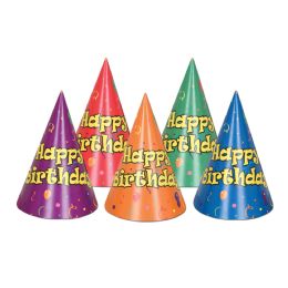 144 Pieces Balloon & Confetti Birthday Cone Hats - Streamers & Confetti