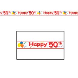 12 Wholesale Happy  50th  Birthday Party Tape AlL-Weather Poly Material