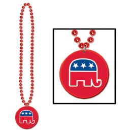 12 Pieces Beads w/Republican Medallion - Party Necklaces & Bracelets