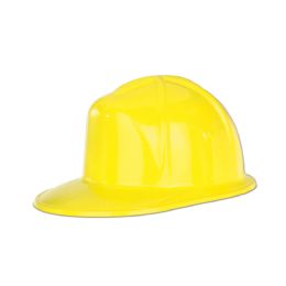 48 Pieces Yellow Plastic Construction Helmet One Size Fits Most - Party Hats & Tiara
