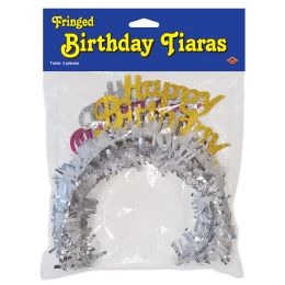 12 Wholesale Pkgd Happy Birthday Tiaras w/Fringe