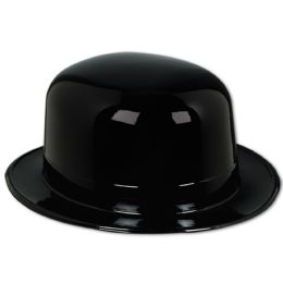 48 Pieces Black Plastic Derby - Party Hats & Tiara