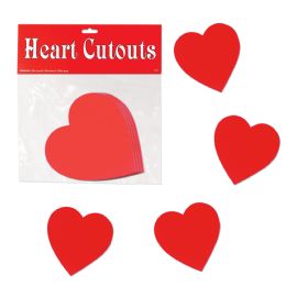 24 Wholesale Pkgd Printed Heart Cutouts