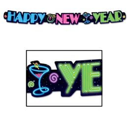 12 Pieces Neon Happy New Year Streamer - Streamers & Confetti