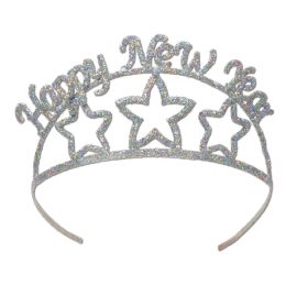 6 Pieces Glittered Metal Happy New Year Tiara - Party Hats & Tiara