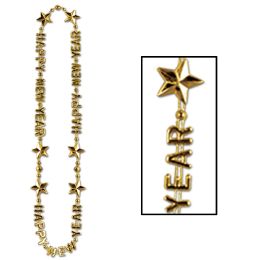 12 Wholesale Happy New Year BeadS-OF-Expression Gold