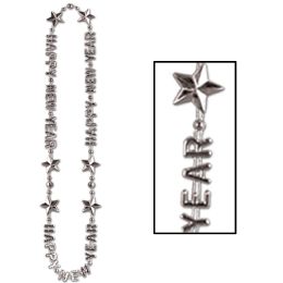 12 Pieces Happy New Year BeadS-OF-Expression Silver - Party Necklaces & Bracelets