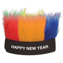 12 Wholesale Happy New Year Hairy Headband One Size Fits Most