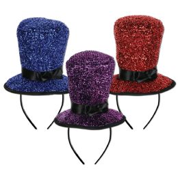 12 Wholesale Sparkling Top Hat Headbands
