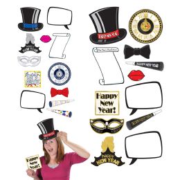 12 Pieces New Year Photo Fun Signs - Hanging Decorations & Cut Out