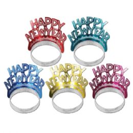 50 Pieces Happy New Year Tiaras Asstd Colors - Party Hats & Tiara