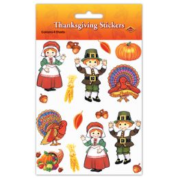 12 Wholesale Pilgrim & Turkey Stickers