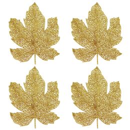 12 Pieces Glittered Fall Leaves - Party Novelties