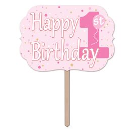 6 Wholesale 1st Birthday Yard Sign Prtd 2 Sides; Attached To 24  Pine Stake