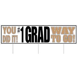 6 Wholesale Plastic Jumbo Grad Yard Sign TrI-Fold Design; 3 Metal Stakes Included; Assembly Required