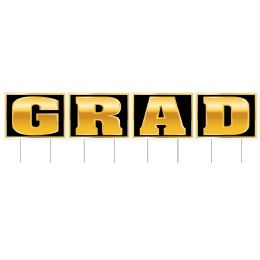 6 Pieces Plastic Grad Yard Sign - Hanging Decorations & Cut Out