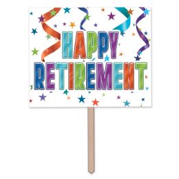 6 Wholesale Happy Retirement Yard Sign Prtd 2 Sides; Attached To 24  Pine Stake