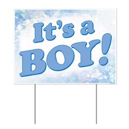 6 Wholesale Plastic It's A Boy! Yard Sign 2 Metal Stakes Included; Assembly Required