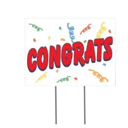 6 Wholesale Plastic Congrats Yard Sign 2 Metal Stakes Included; Assembly Required