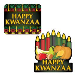 12 Pieces Happy Kwanzaa Signs - Hanging Decorations & Cut Out