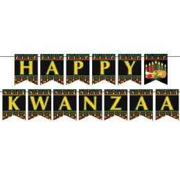 12 Wholesale Happy Kwanzaa Streamer Assembly Required