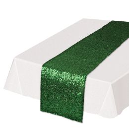 12 Wholesale Sequined Table Runner Green
