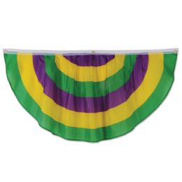 6 Pieces Mardi Gras Fabric Bunting Indoor & Outdoor Use; 3 Grommets - Hanging Decorations & Cut Out