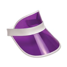 12 Pieces Clear Purple Plastic Dealer's Visor - Party Hats & Tiara