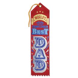 6 Pieces World's Best Dad Award Ribbon Red - Bows & Ribbons