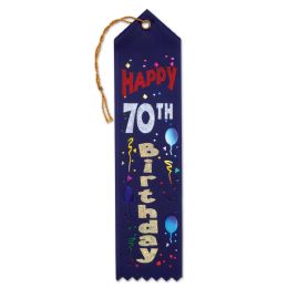 6 Wholesale Happy 70th Birthday Award Ribbon