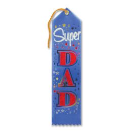 6 Pieces Super Dad Award Ribbon Blue - Bows & Ribbons