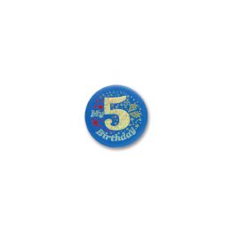 6 Pieces My  5th  Birthday Satin Button - Party Novelties