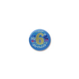 6 Wholesale My 6th Birthday Satin Button Blue