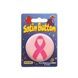 6 Pieces Pink Ribbon Satin Button - Party Novelties