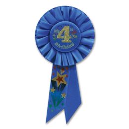 6 Pieces My 4th Birthday Rosette Blue - Bows & Ribbons