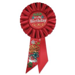 6 Pieces Red It's My Birthday Rosette - Bows & Ribbons