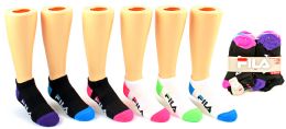 5 Pairs Girl's Fila Brand NO-Show Socks - 6-Pair Packs (size 6-8) - Girls Ankle Sock