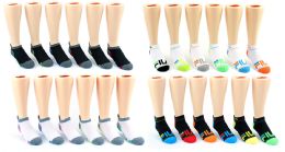 60 Pairs Kid's Fila Brand No Show Socks - 6-Pair Packs (size 6-8) - Boys Ankle Sock