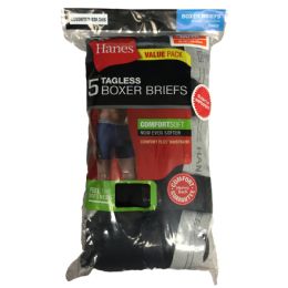 24 Wholesale Hanes Men's Boxer Briefs - 5 Pack