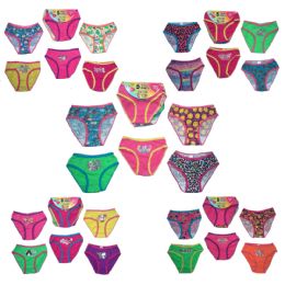 24 Wholesale Girl's Underwear 5-Packs By 1000% Cute - Sizes 4-12/14 - Assorted Styles